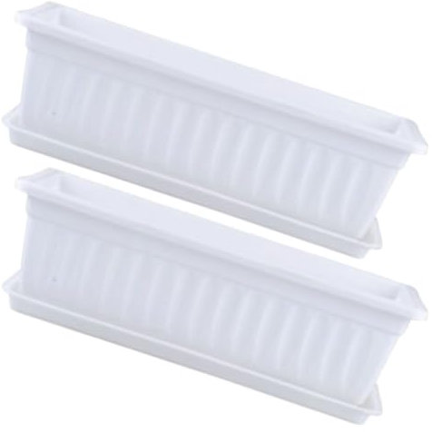 Happyyami 2pièces Bac à Fleurs Rectangulaires Plastique avec Saucisses pour Plantes Extérieur Pots De Jardin pour Fleurs Et Légumes