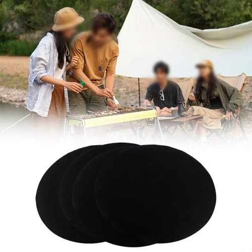 4 dicke und wiederverwendbare Grillmatten, Grillmatte, antihaftbeschichtet, 40 cm, für Gasgrill, leicht zu reinigen (rund)