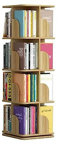 Bücherturm Freistehend Quadratisches stehendes Bücherregal, um 360° drehbares Bücherregal, bodenstehendes Bücherregal aus Holz, für Zuhause, kleiner Raum, Bücherregal-Organizer perfekte Darstellung