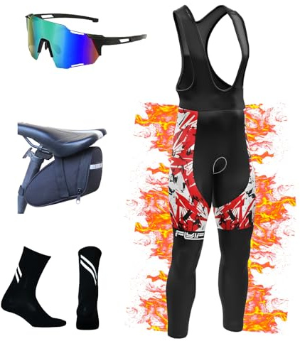 Salopette Ciclismo Uomo Lunga Ciclismo Pantaloni Imbottiti Pantaloni Ciclismo Uomo Lunghi Imbottitura Invernali Termici Imbottiti Calzamaglia Legings Bicicletta MTB (TYP-12,6XL)