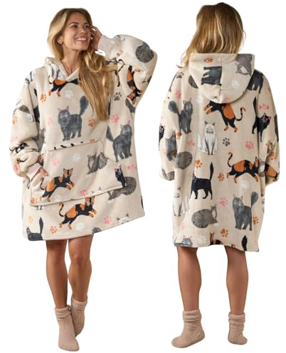 OHS Blanket Hoodie for Women, Ultra Soft Sherpa Fleece Hoodie Blanket Warm Snuggle Hoodie for Women Comfy Soft Fluffy Wearable Blanket - One Size, Beige