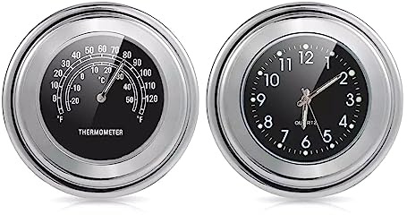 Happyaer Horloge thermomètre étanche en aluminium pour guidon de moto - Jauge de température