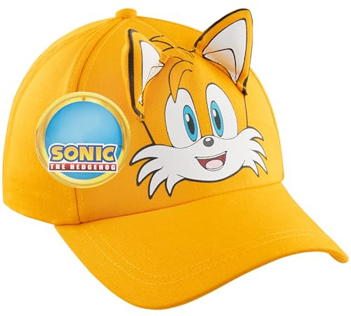 Sonic The Hedgehog Baseball Cap Kinder Jungen Shadow Knuckles Atmungsaktiv Basecap Sonnenhut Gamer Geschenke für Kinder (Gelb Tails)