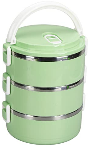 OPPWONG Contenedores para Lonchera, Cilindro Térmico Portátil de Acero Inoxidable 304, Recipiente para Comidas, Lonchera de Acero Inoxidable, Recipientes para Preparación de (3 Niveles)