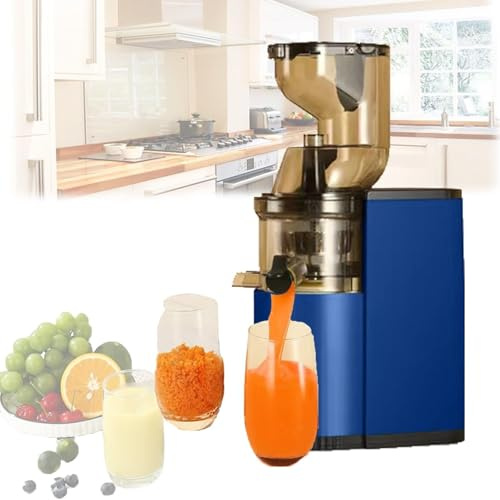 Máquina exprimidora, máquina exprimidora centrífuga con canal de alimentación de 3 pulgadas, potencia de 800 W, exprimidor de 500 ml, rendimiento de jugo de hasta el 98% (azul)
