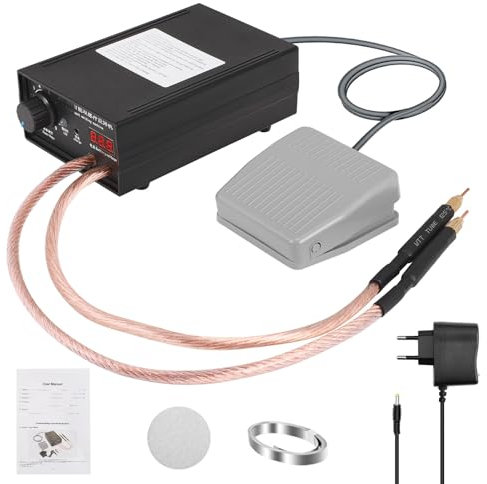 Saldatore a Punti 8000W, Saldatore a Punti a Batteria Portatile 10-90 Marce 0,1-0,3mm con Doppia Uscita a Impulsi Pedale Regolabile per Realizzazione di Pacchi Batteria