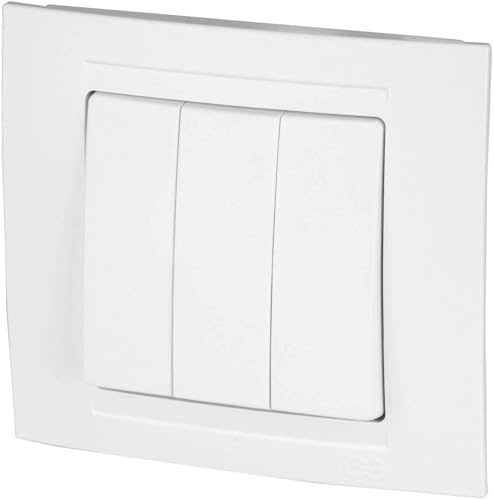 Interruptor de serie triple empotrable, todo en uno, serie M1, blanco puro