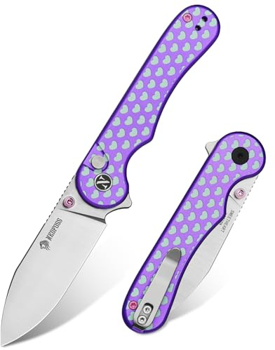 NedFoss SWEETHEART Klappmesser, 14C28N Stahl Taschenmesser mit Button-Lock | 7.5CM Einhandmesser mit Aluminium-Griff, Outdoor Messer mit Gürtelclip, Survival Messer für den Alltag, Sammlung & Geschenk