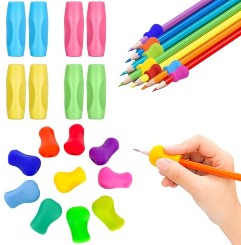lurora2021 18 Pezzi Impugnature per Matite Impugnature per Matite In Silicone Scrittura Strumento Correzione della Postura Ausilio per Scrittura Ergonomico per Bambini, Alunni E Adulti(Colore)