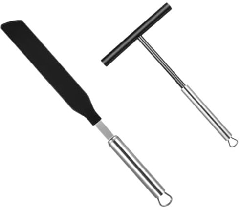Cabilock 2juegos Espátula y Esparcidor De Crepes Inoxidable Set Para Pancakes y Crepes De Cocina y Prácticas