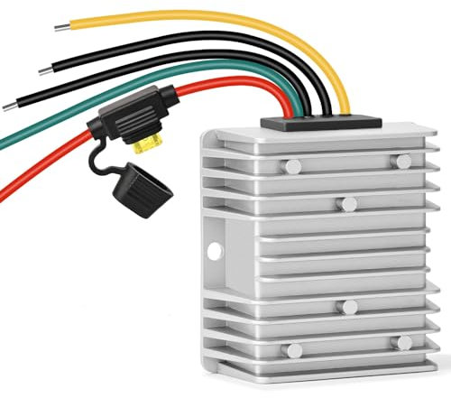 Acc Control DC 24V 48V 36V to 12V 20A 240W Step Down Converter Golf Cart Voltage Regulator Reducer Volt Waterproof Buck Transformer 5 Wire with Fuse