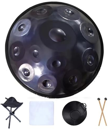 WQOTHHZR Handpan-Trommel, 22 Zoll, Handpan, 9, 10, 12, 14 Töne, Stahlzungentrommel, 440 Hz, 432 Hz, Handpan, Yoga, Meditation, Schlaginstrumente (22 Zoll, 12 Töne)