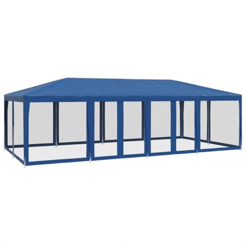 Tente de réception, 8 x 4 m, avec 12 panneaux latéraux en maille, matériau HDPE et fer revêtu par pulvérisation, idéale pour le jardin, le camping et les événements, durable et résistante aux