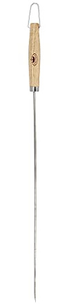 Breiter Grillspieß S aus 430er Edelstahl & Eschenholz - V-förmig mit scharfer Spitze & Queso-Schnitt - 55 cm lang, 1,2 cm breit - Ideal für Grill, Lagerfeuer, Kamin & Outdoor-Cooking