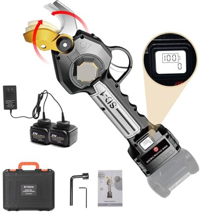 Forbici Elettriche, Cesoie elettriche da potatura senza fili a batteria da 40MM 21V Lame a doppia azione in acciaio legato forgiate a goccia da giardino con taglierina for batterie 4AH