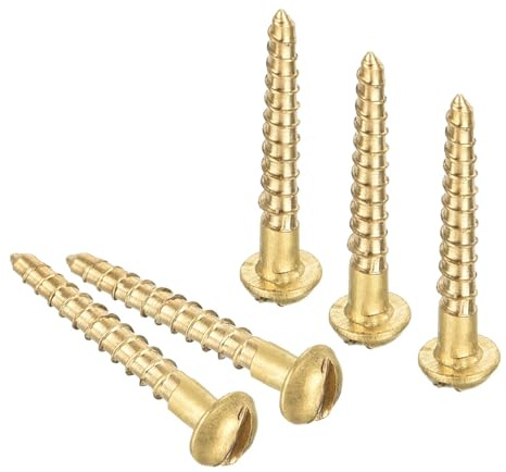 TA-VIGOR 20Pcs Self Tapping Screws, M1.6 Slotted Pan Head Screw, 12mm Round Head Slotted Tapping Screws, Brass Machine Wood Fasteners Bolts for Wood, Drywall, Furniture, Repairing