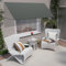 Aufun Tenda da sole retrattile, con cordoncino e asta di supporto in alluminio, per terrazza, balcone, giardino, antracite, 150 x 145 cm