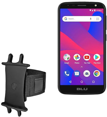 BoxWave Holster Compatible with BLU Studio G4 - ActiveStretch Sport Armband, Adjustable Armband for Workout and Running - Jet Black