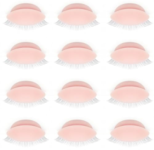 12 párpados de repuesto para cabeza de maniquí, ojos para práctica de pestañas con párpados realistas, pestañas de silicona reutilizables para práctica de extensiones de pestañas, ideales para