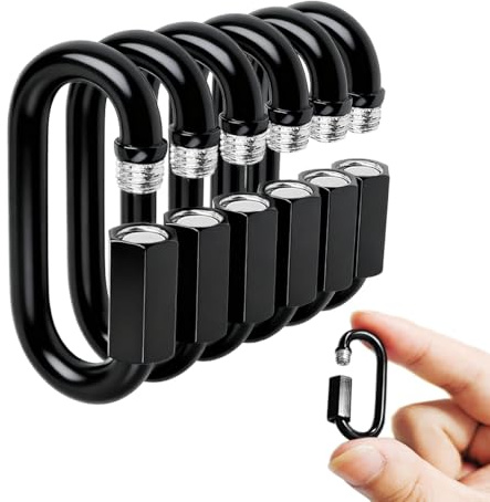 Quick Link - Ekunbuy Heavy Duty Black Chain Link Connector,Screw Lock Oval Clips Electrophoresis Anti-Rust Coating for Secure Outdoor & Indoor Use in Camping, Hammocks,Gym (M3.5(1.37in), Piece, 6)