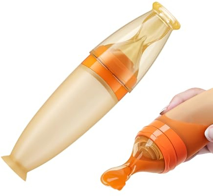Yonuaret Cuchara de silicona para bebés, dispensador de aplastamiento resistente al calor con soporte, cuchara de alimentación aplastante con , para niñas de 4 a 6 meses