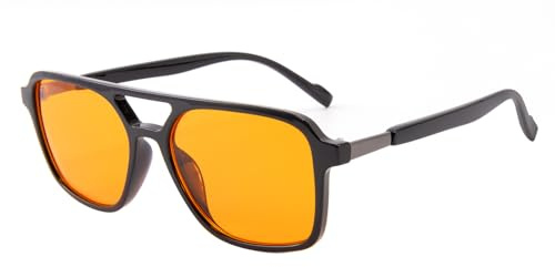 OKH Blue Light Glasses Men Women Retro Gaming Glasses for Screens TV Phone Computer Anti-Fatigue Anti Glare（Orange-99%-Black）