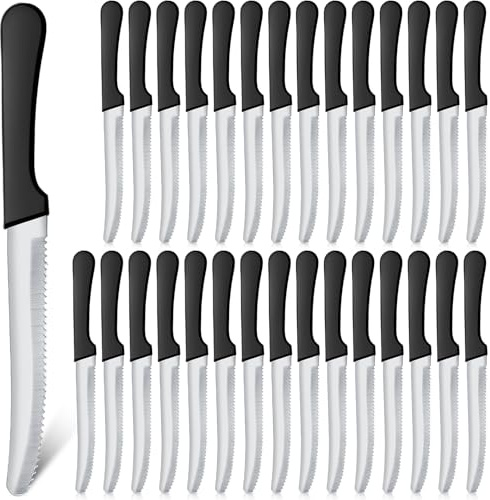 Cptoion Steakmesser Set, 15 Teilig, Edelstahl Messer, Schwarz