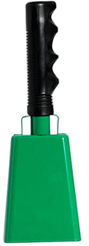 Green Cowbell 9 Inch Iron Cowbells for Sporting Events Loud Noise Makers Metal Cow Bell with Handle for Cheering Competition Marathon Wedding DIY Cow Bells for Sporting Events Bells Noise Makers