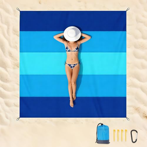 PLACHIDAY Beach Blanket - Extra Large Beach Mat Sandproof & Waterproof Sand Free Mat, Lightweight Durable Camping Blanket for Outdoor Picnic, Travel, Camping, Hiking