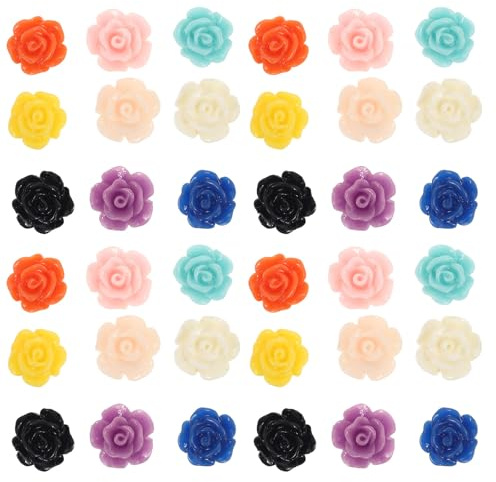 CORHAD 100 Pezzi Decorazioni in Resina a Forma di Rosa con Apertura per Creazioni Fai da Te, Accessori Leggeri per Orecchini e Gioielli, per Progetti Artigianali Colore Casuale