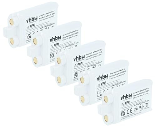 vhbw 5x batteria compatibile con Shure SLXD1, SLXD3, SLXD2, SLXD5 sistema radiomicrofonico, trasmettitore (1200mAh, 3,7V, Li-Ion)