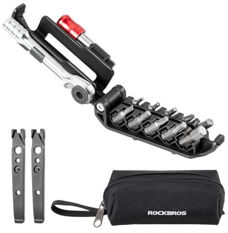 ROCKBROS Fahrrad-Multitool 10-in-1 mit Ratsche, Reparaturwerkzeug | Kompaktes Fahrrad-Multifunktionswerkzeug mit Reifenhebern für Rennrad, MTB, Gravelbike und Reparaturen unterwegs