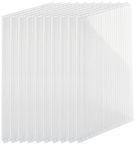 Relaxdays Doppelstegplatten 10er Set, Hohlkammerplatten 6mm, für Gewächshaus, HB: 121x60,5 cm, Polycarbonat, transparent | für Gewächshaus, HB: 121x60,5 cm, Polycarbonat