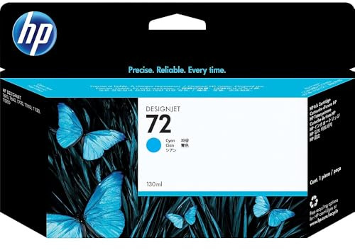 HP 72 Cyan, Original Druckerpatrone | Tinte für T2300 eMFP, 130 ml (C9371A)