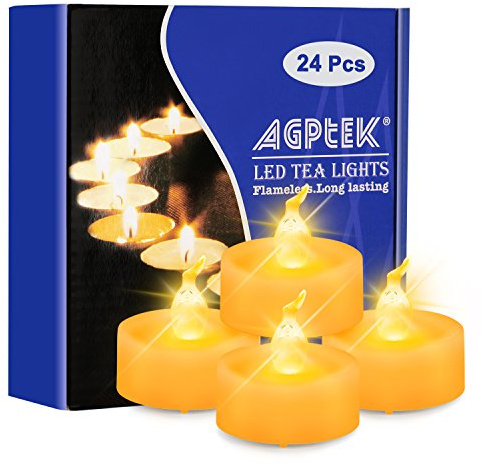 AGPTEK 24 Velas LED Flotantes con Temporizador 6/18H, Luz Ámbar Decoración