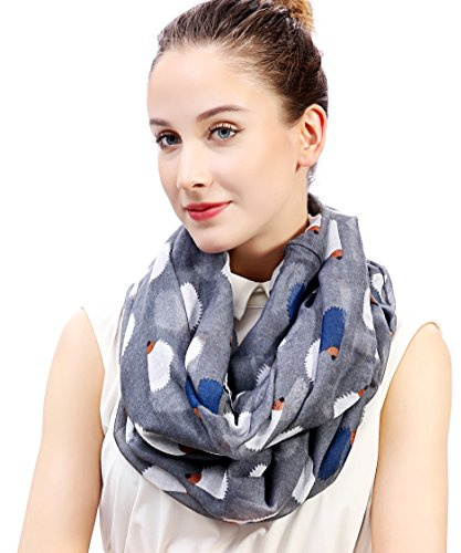 Lina & Lily tubhalsduk loop sjal med tryck av Igelkottar (Grå)