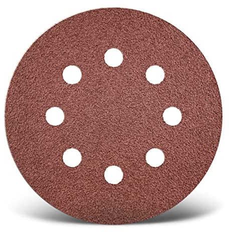 MENZER Red Dischi abrasivi velcrati, 115 mm, 8 fori, p. Levigatrici rotorbitali, Corindone normale (25 Pz.) G36