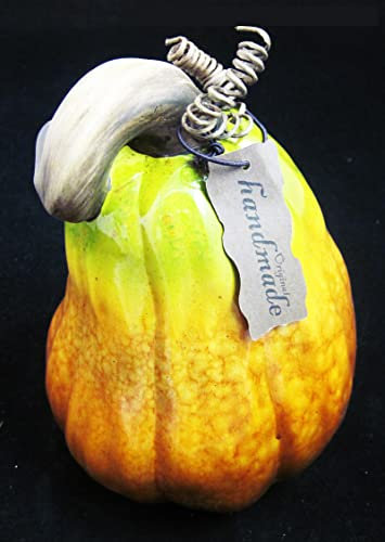 Goldbach Keramik-Kürbis Flaschenkürbis Orange/Braun ca. 13 x 13 x 19 cm