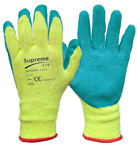 24 Pairs Latex Coated Orange Rubber Work Gloves Mens Safety Builders Gardening (Large)