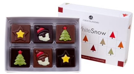 CHOCOLISSIMO - Weihnachtsschokolade - Schokolade Geschenk Weihnachten - 12 Schokoladentäfelchen, alkoholfrei - Weihnachtsmann, Advent, Nikolaus Geschenk, Kinder, Mädchen, Junge, Frau, Frauen, Mann