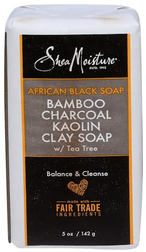 Shea Moisture African Black Bamboo Charcoal Kaolin Clay Soap, 5 oz
