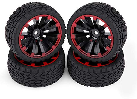 RC Reifen, 4er Set mit Kornmuster Design für verbesserten Grip, Off-Road Gummireifen für RC 1:10 Fahrzeug Felge for Modellbau-Enthusiasten und Outdoor Rennen