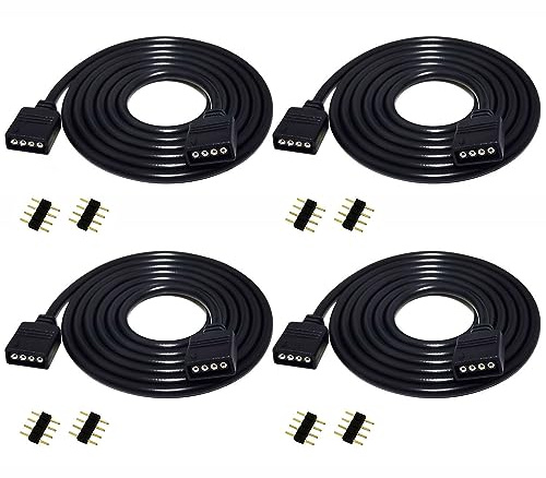 LitaElek 4pcs 1m RGB LED Streifen Verlängerungskabel 4 polig LED Band Verlängerung Kabel RGB 5050 3528 2835 LED Strip Extension Cord LED Stripe Extension Cable LED Verbinder Anschluss, Schwarz