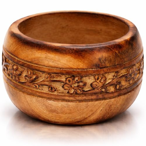 Beautiful Handmade 5 x 3 Decorative Mango Wood Snack Serving Bowl For Dry Fruits Chips Coffee Table Countertop Display Key Bowl Tableware Kitchen Living Room Home Decor Accents Dinnerware (Antique)