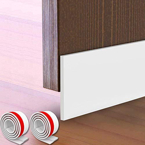 2 Pack Door Draft Stopper, Door Sweep 4 W x 37 L Under Door Bottom Seal - Solid White