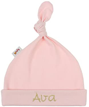 Babymütze/Zipfelmütze mit Namen personalisiert * Uni rosa gold