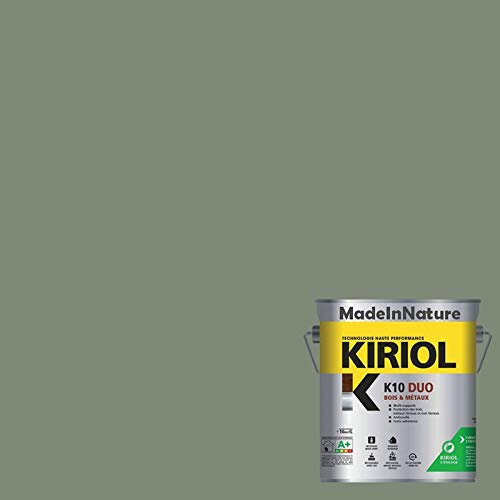 Peinture Bois et Métaux, Sous couche et Finition, Antirouille, sur Fer, Acier Galvanisé, même rouillés, très opacifiant, de MadeInNature (0.75 litre pour 10 m², soit 5 m² pour 2 couches, RAL 7033)