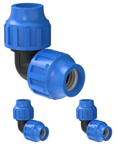 Kirchhoff Fitting Verbindungswinkel 90° | Kunststoff | 25 x 25 mm | für HDPE Rohr | 3 Stück im Set | Verschiedene Größen | DVGW geprüft | Trinkwasserqualität | Made in EU, Schwarz, 25 mm, 984845217-3