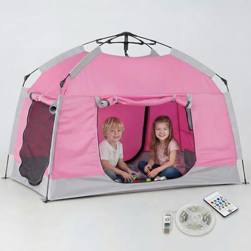 Kids Play Tent-Portable Playhouse Children House -Easy Set up Indoor Outdoor with Carry Bag for Kids-Light Strip Design for Night use -Space for Children and Parents-Birthday