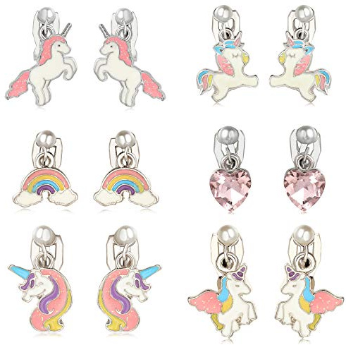 Pinkgarden Ohrclips für kleine Mädchen, Meerjungfrauenohrringe, Muschelohrringe, Perlenohrringe für Kinder, 12 Paar, bestes Geschenk